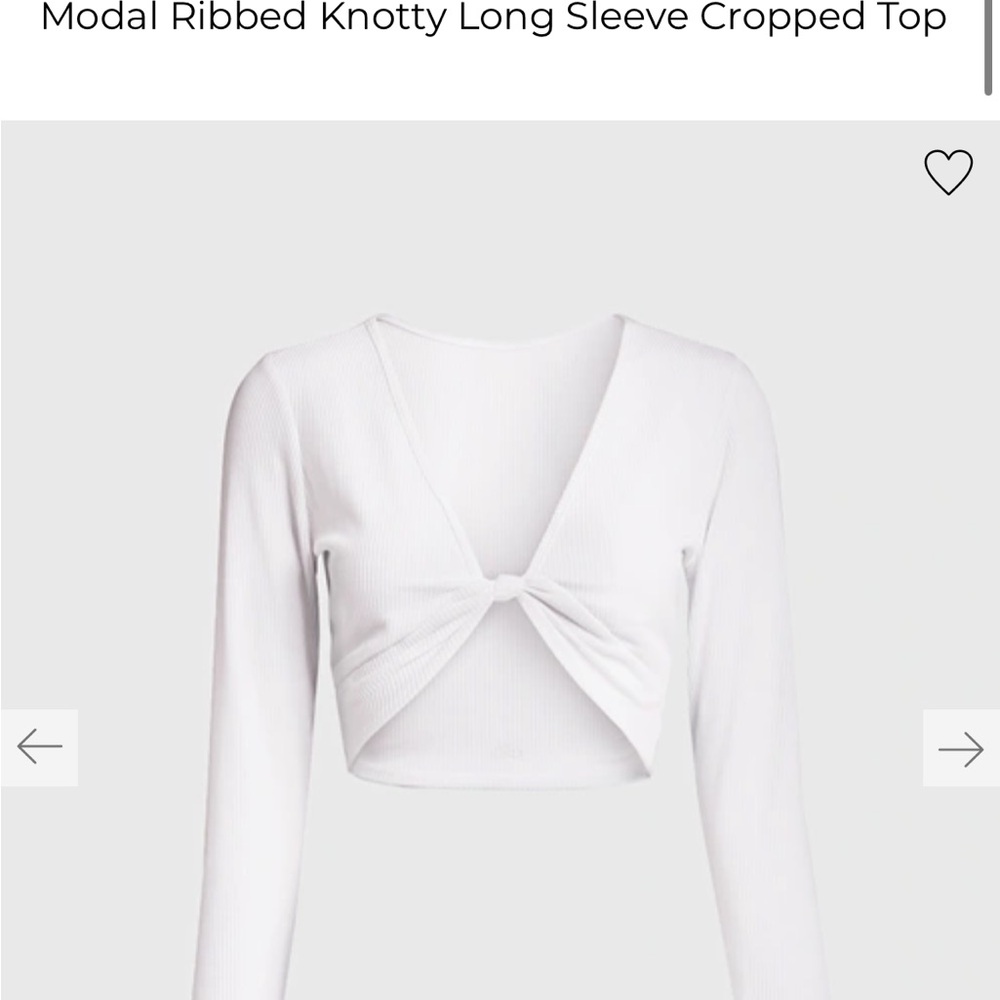 Alo White Long Sleeve Cropped Top